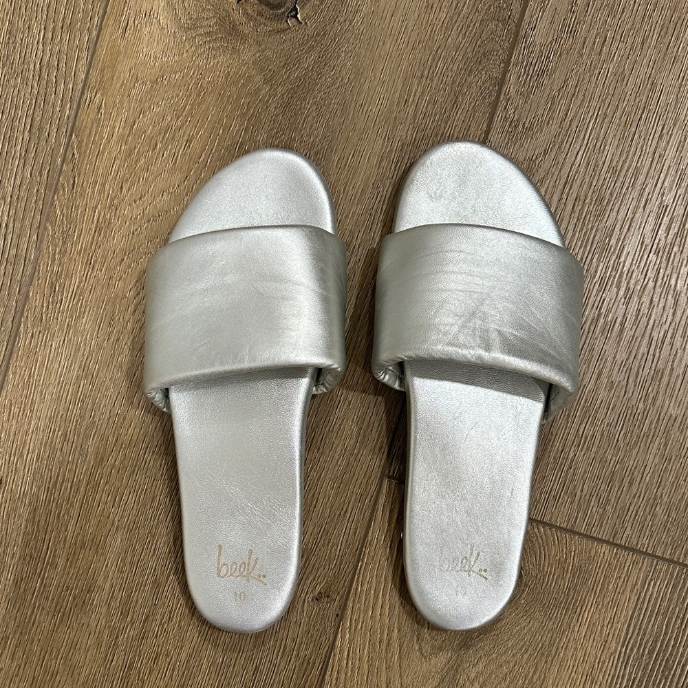 BEEK*Silver Slide Sandals